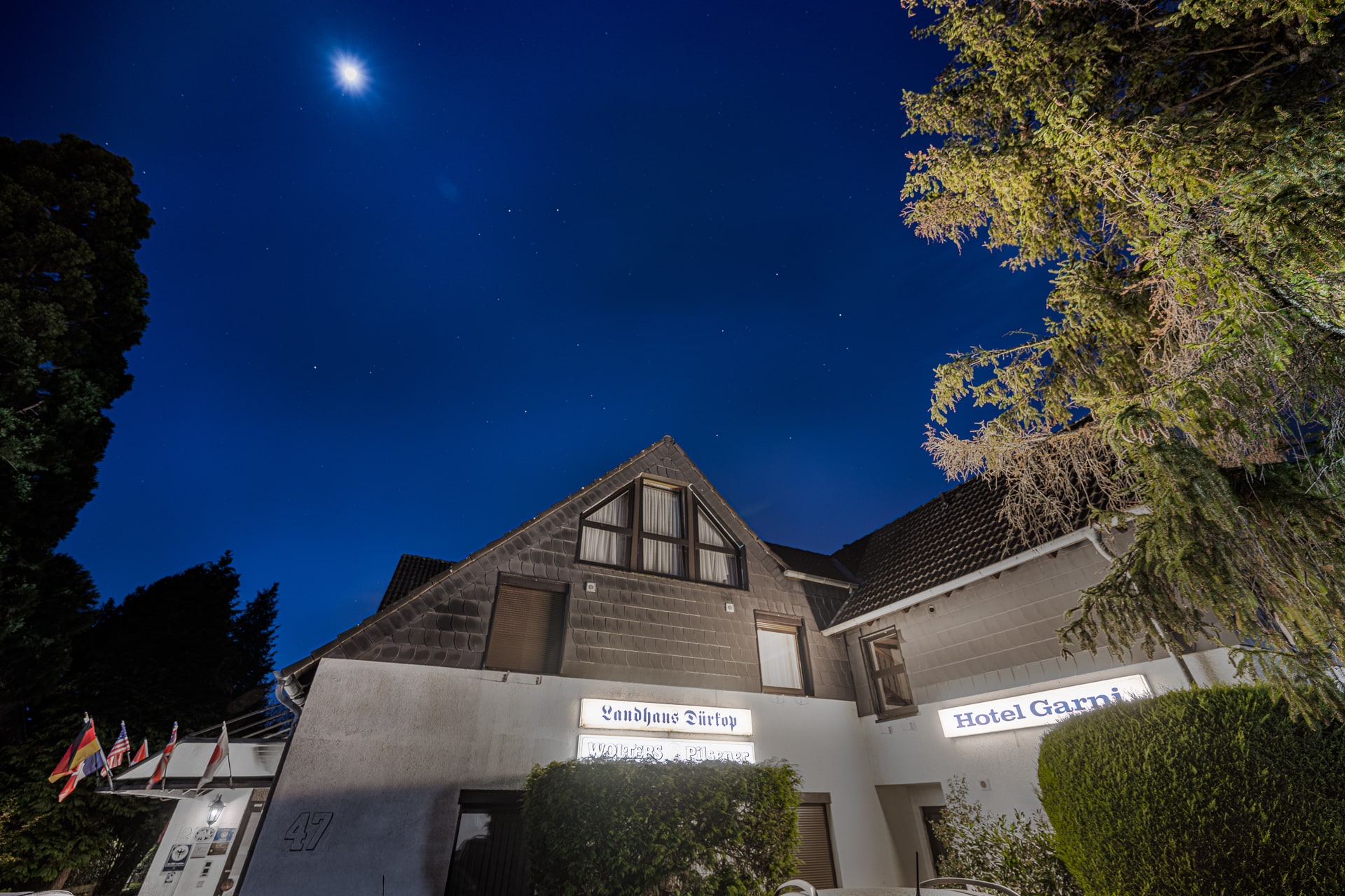 Landhaus Dürkop - Nachtansicht Gebäude Eingang